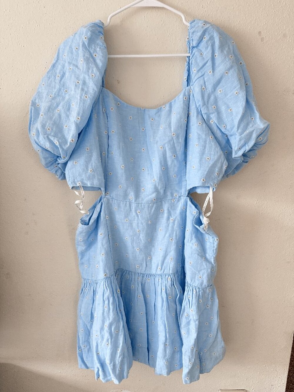 LILLY PULITZER “You Drive Me Daisy” blue Kylanne embroidered linen dress 16 NWT
